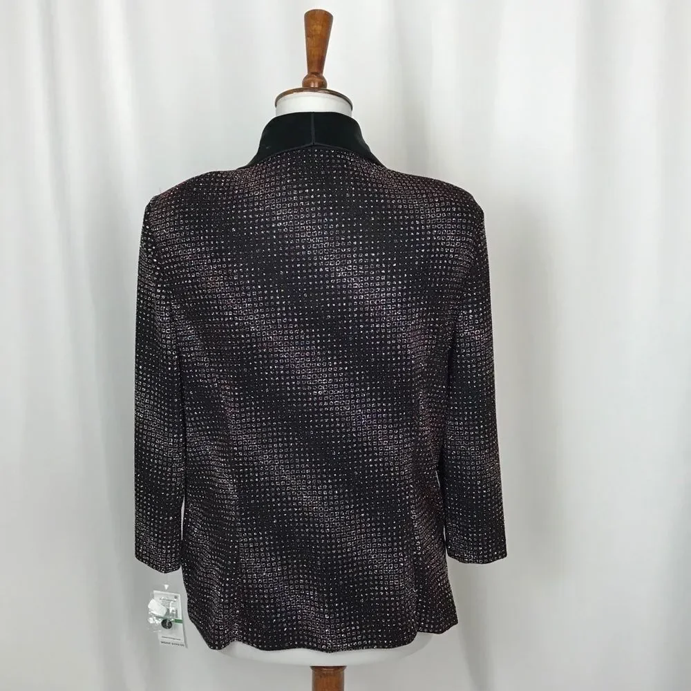 Black with Red Glitter Twinset Black Satin Shawl Tuxedo Lapel